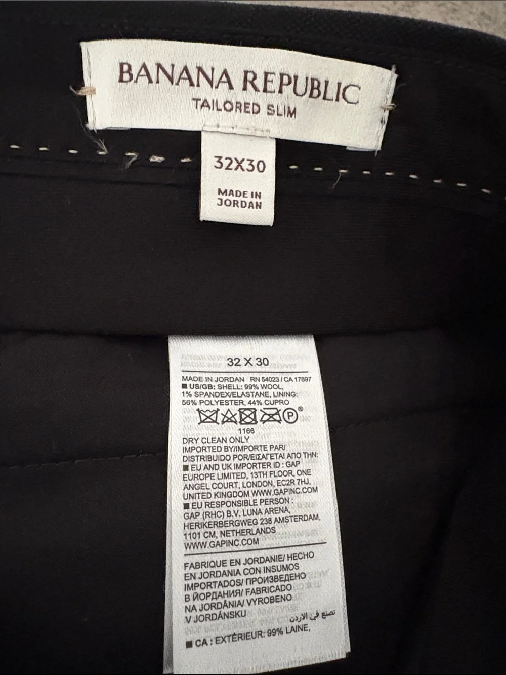 NWOT Banana Republic Signature Italian Hopsack Black Suit Pant Sz 32 x 30.